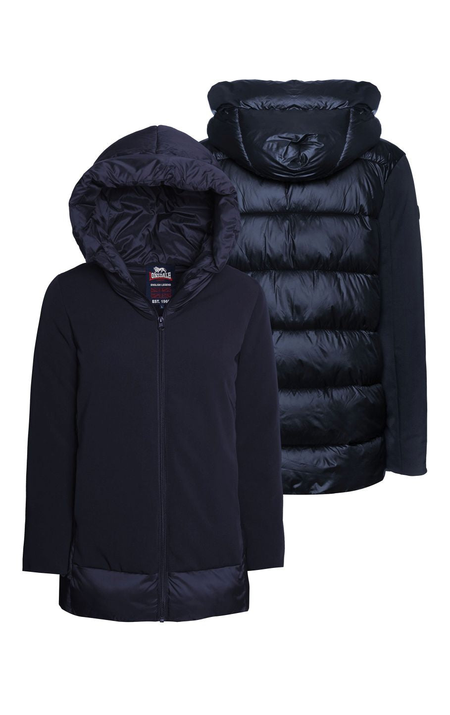 Blaue Lonsdale Damen-Winterjacke mit Kapuze – warm, hochwertig und perfekt für kalte Tage