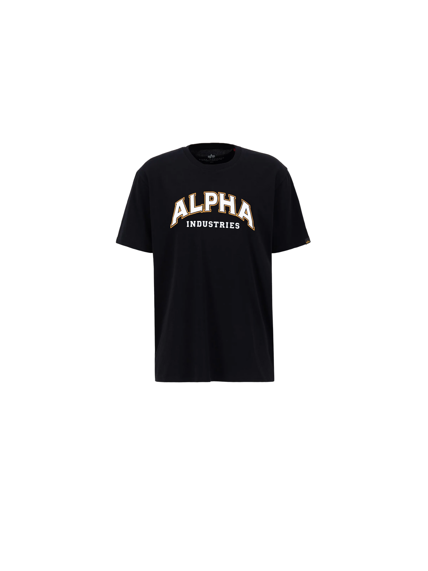 Alpha Industries College T-Shirt – Loose Fit Frontansicht mit Logo-Print schwarz