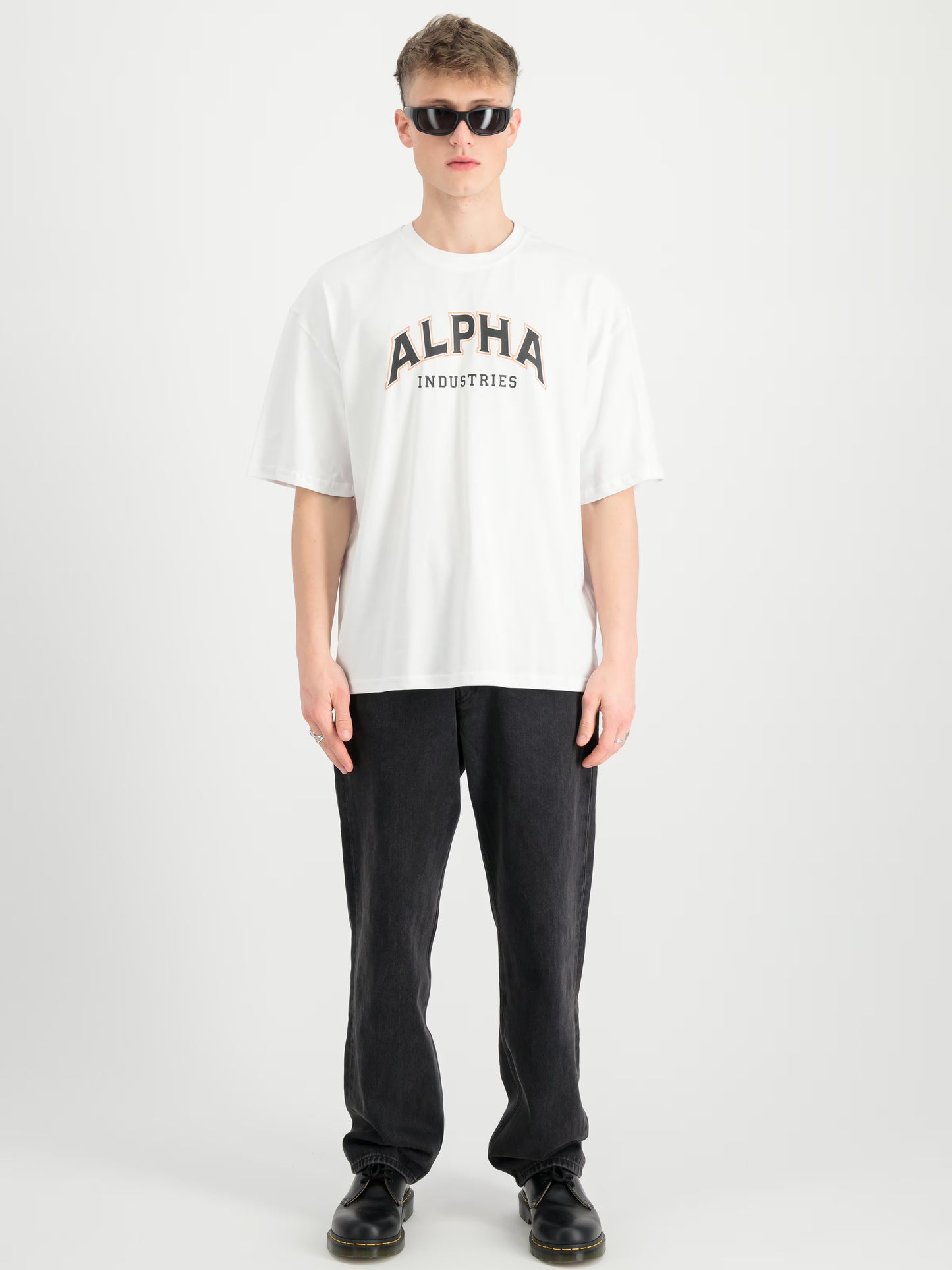 Alpha Industries Siebdruck auf der Brust – College T-Shirt Loose Fit white