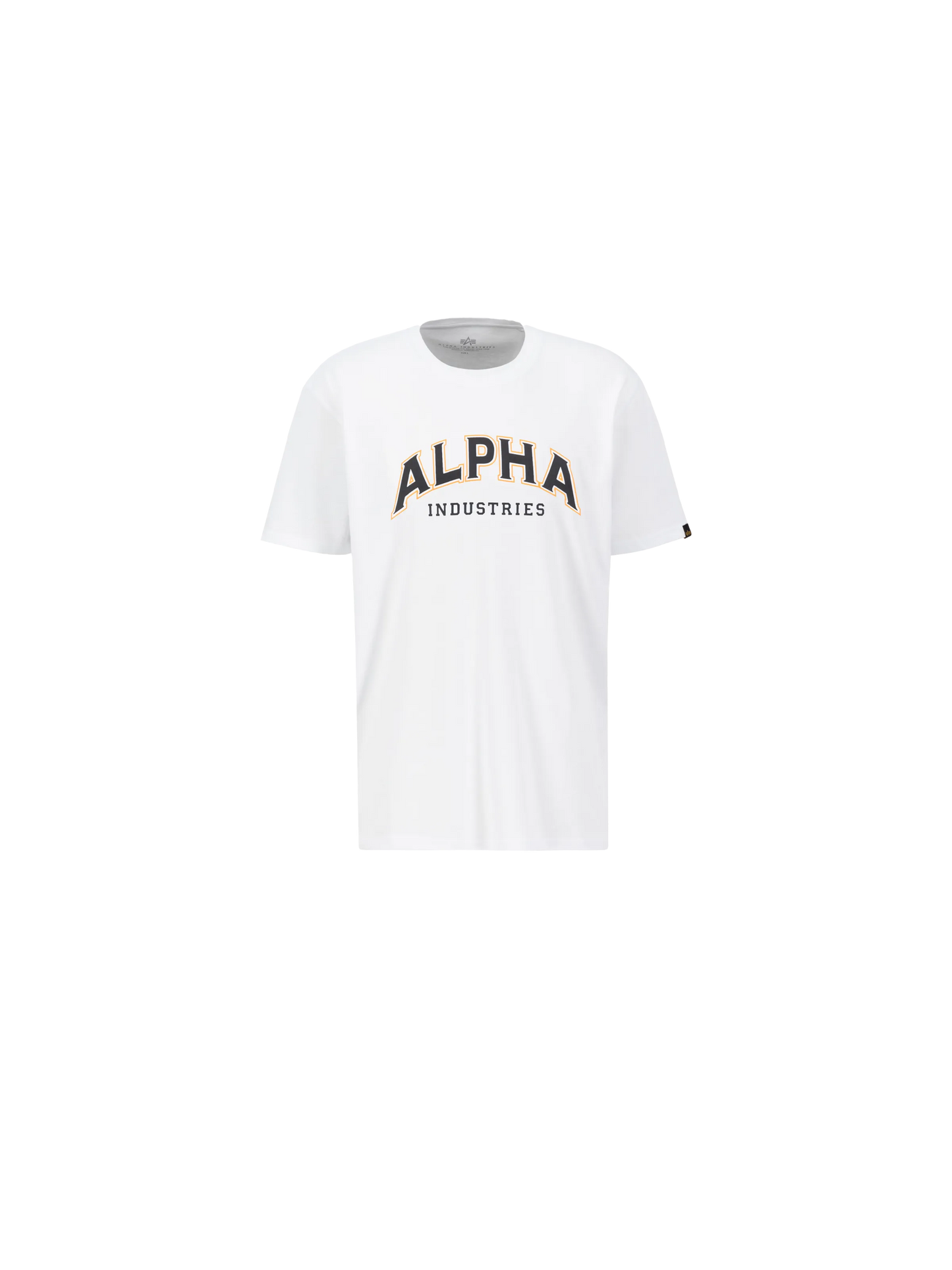 Alpha Industries College T-Shirt – Loose Fit Frontansicht mit Logo-Print weiss