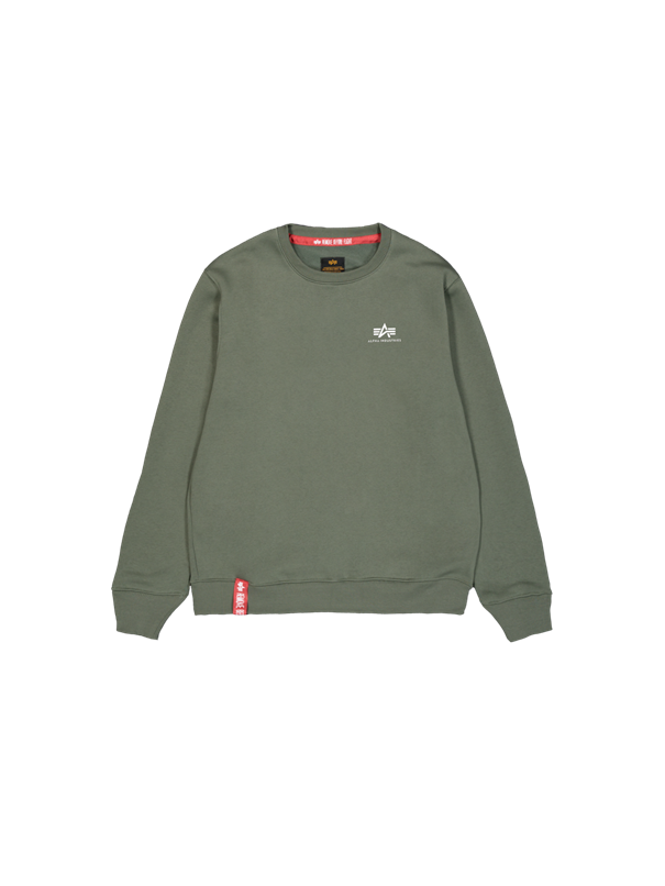 Alpha Industries Basic Small Logo Sweater für Herren, Olive – Komfortabler Baumwoll-Pullover, jetzt in deinem Schweizer Online-Shop