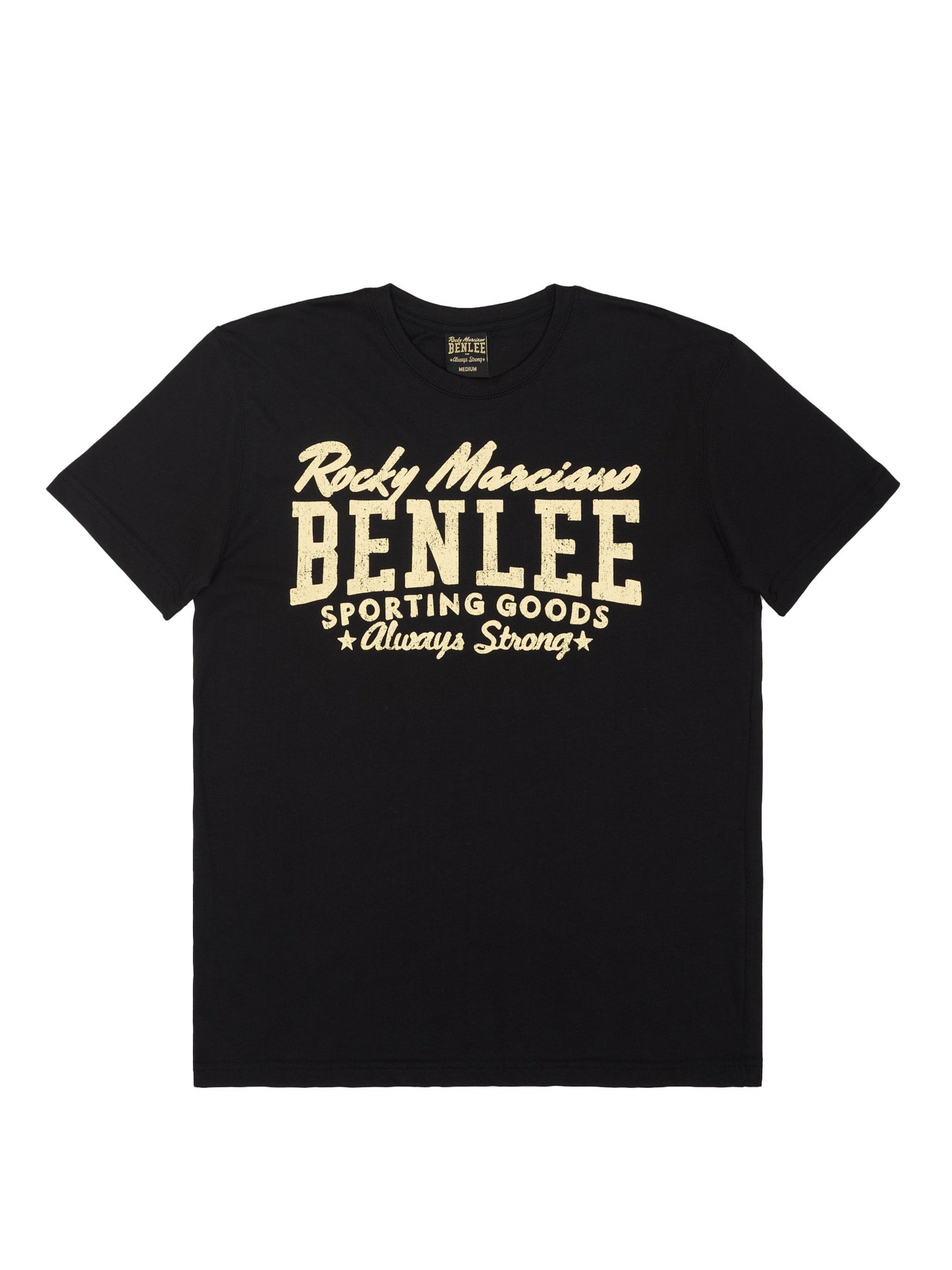 Schwarzes BENLEE Herren T-Shirt aus Baumwolle mit grossem Vintage-Logo-Print, normale Passform.