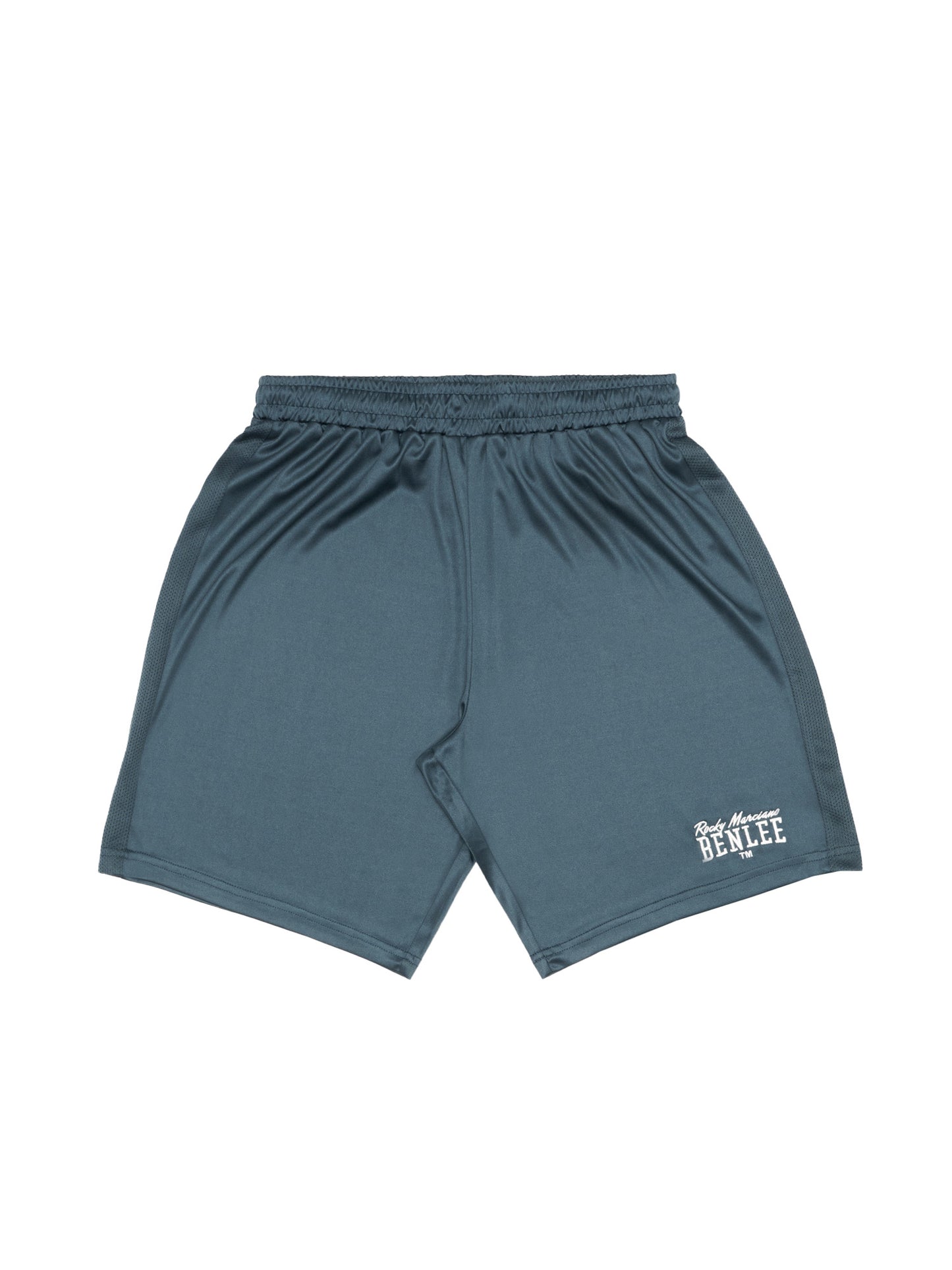 Dunkelblaue BENLEE Funktionsshorts mit Mesh-Einsätzen und gesticktem Logo links.