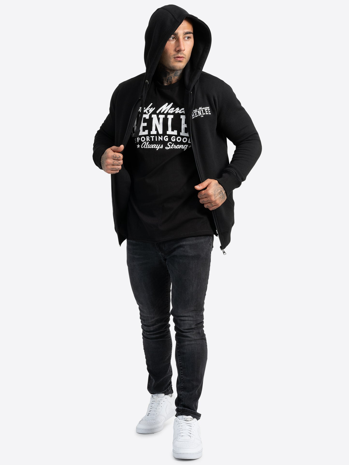 BENLEE 190732 Chest Logo Kapuzensweatjacke - Schwarz
