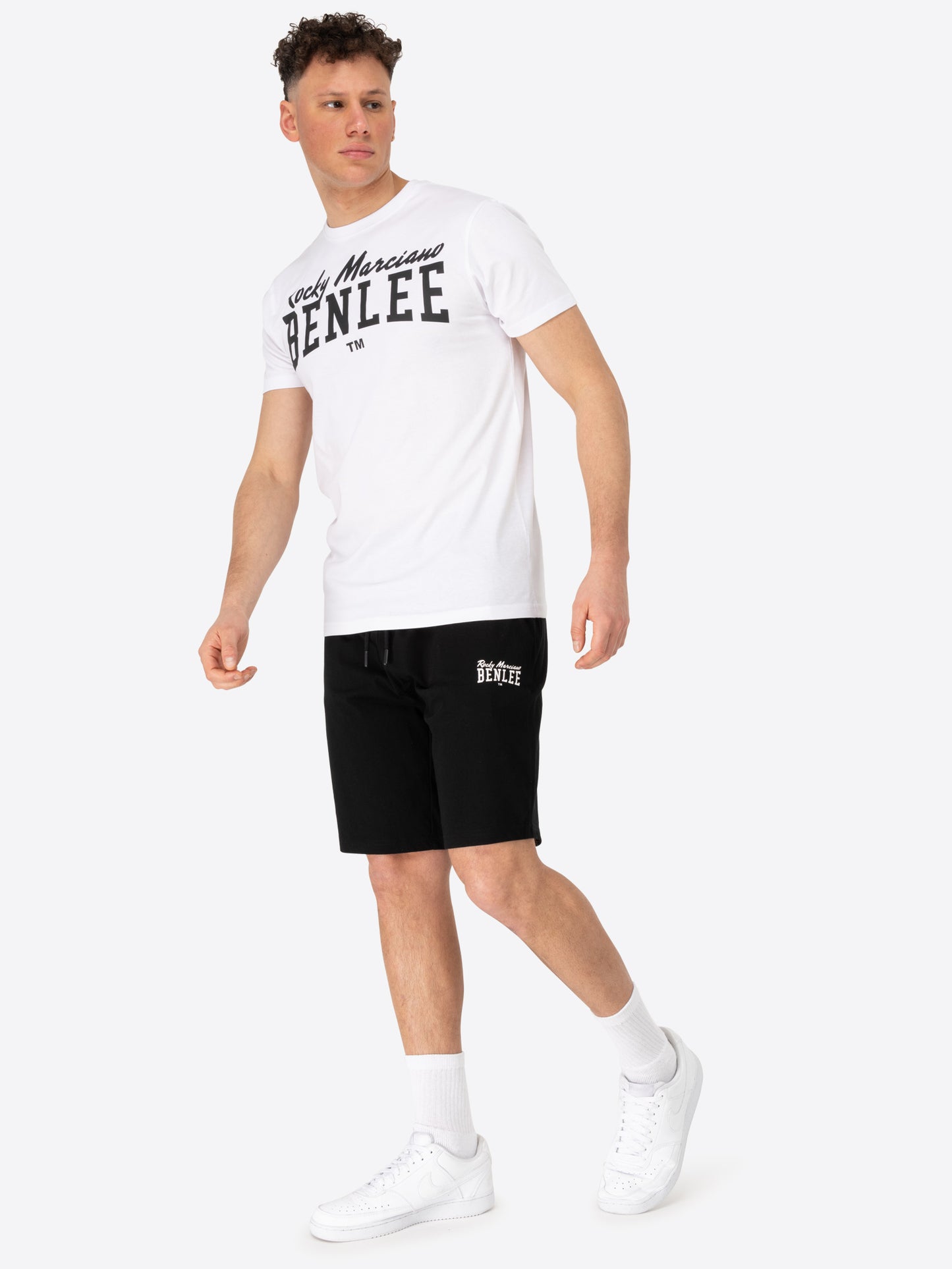 BENLEE 190818 Rees T-Shirt & Short Set Weiss/Schwarz