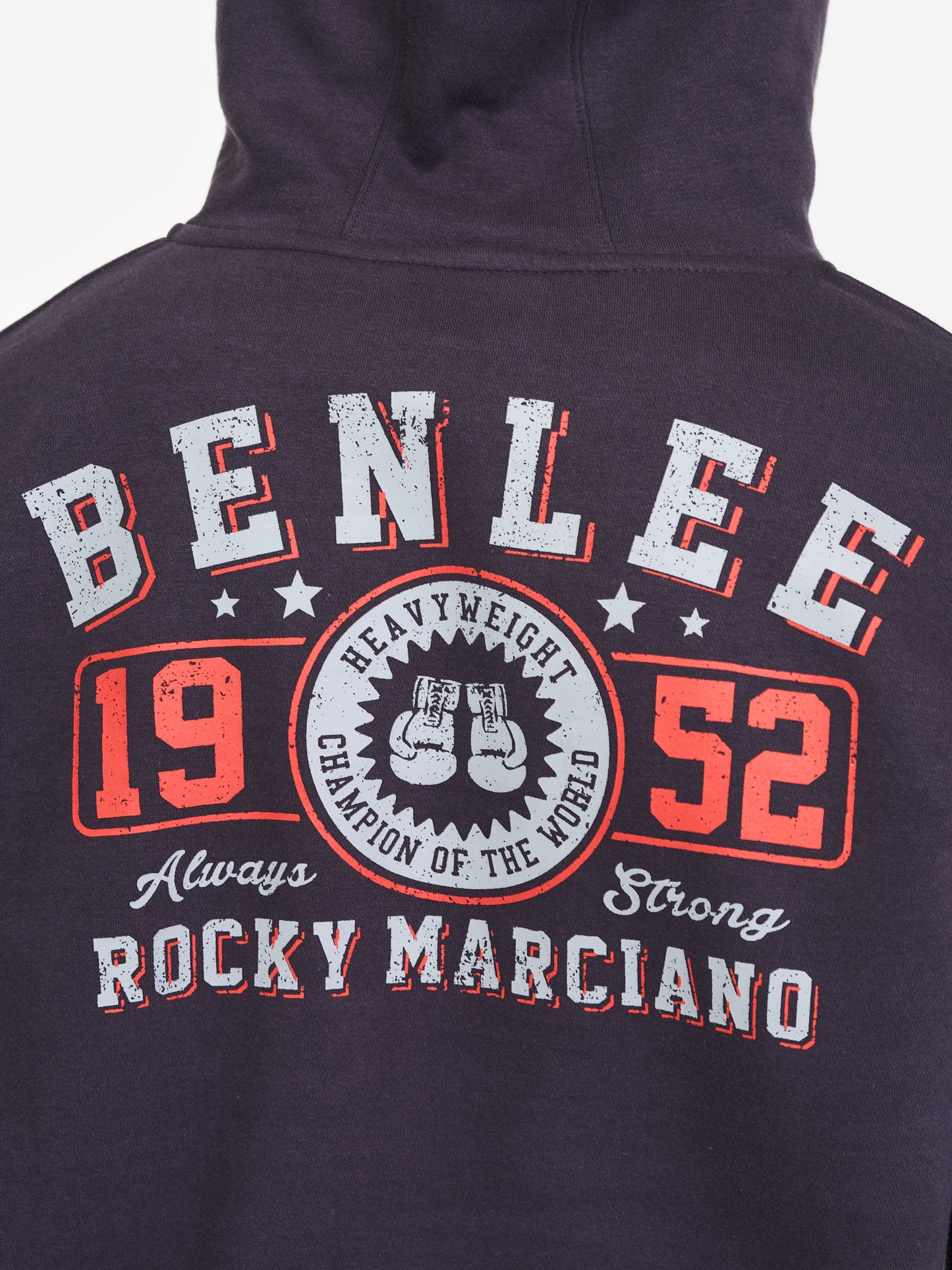 BENLEE Herren Kapuzensweatshirt in Off-Black, normale Passform, Hoodie mit Vintage-Logo-Print und Kängurutasche