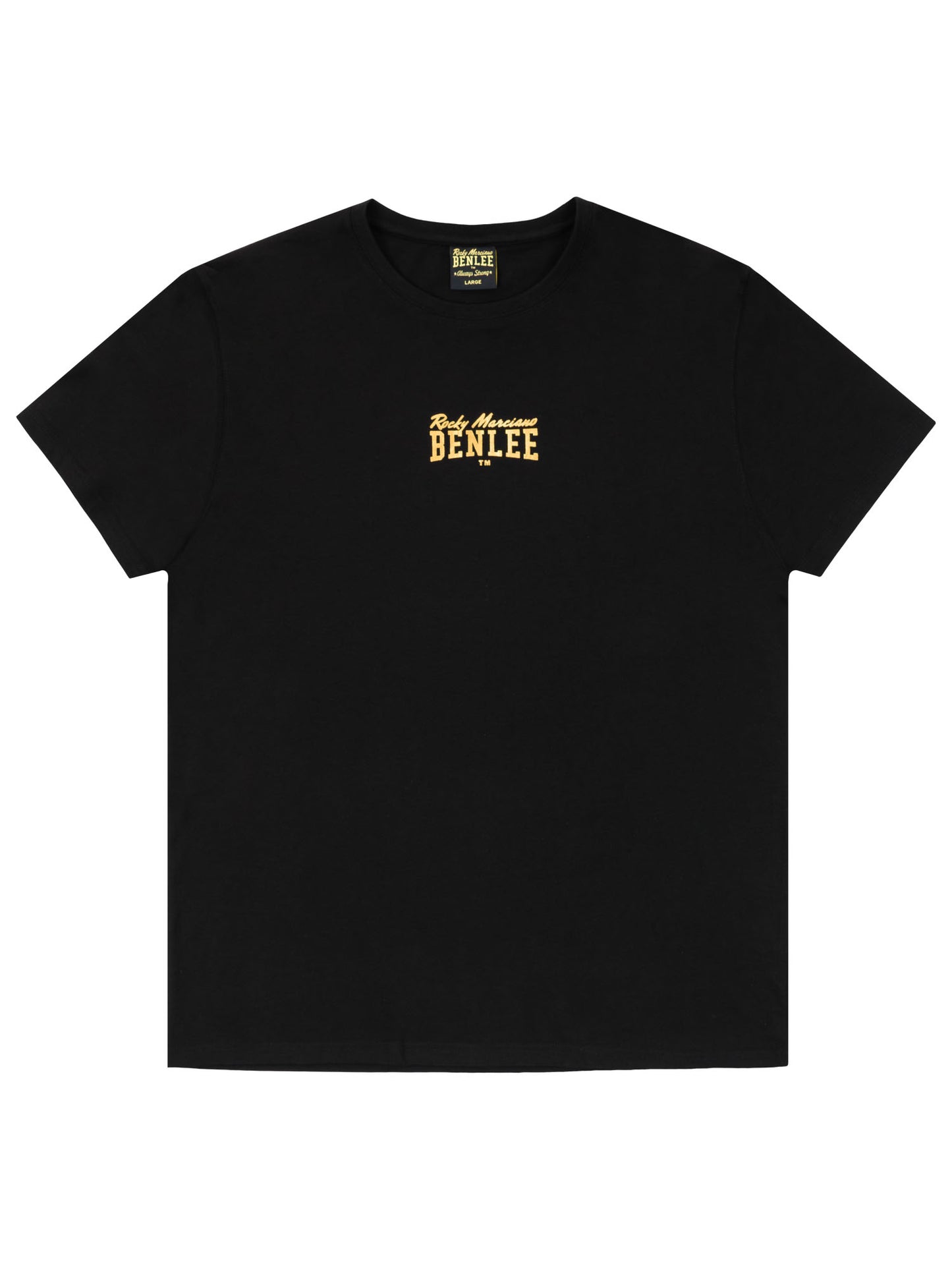 Schwarzes BENLEE Herren Shirt mit kleinem goldenen Logo-Druck auf der Brust.