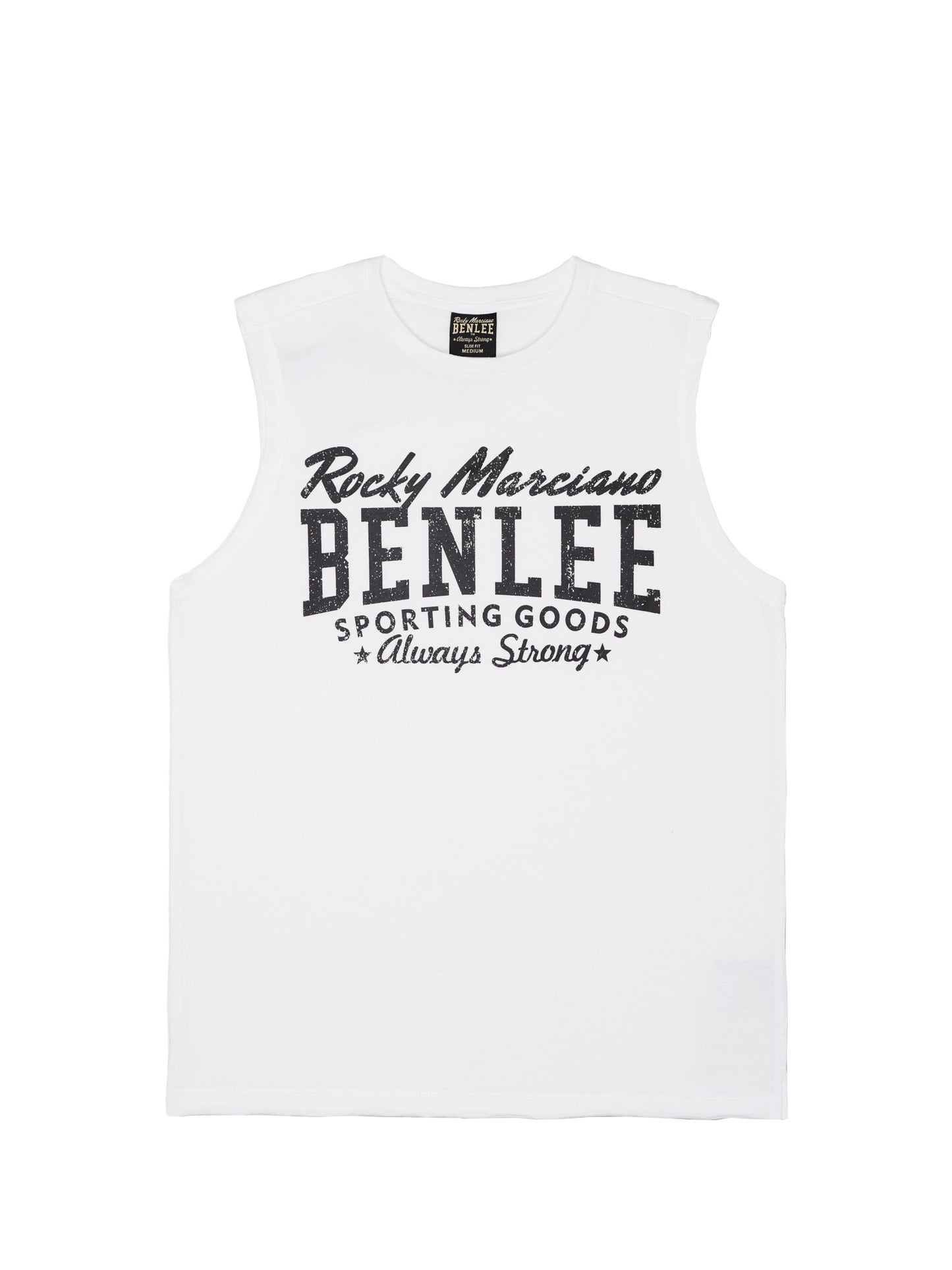 Weisses Benlee Rocky Marciano Muskelshirt für Herren mit Logo-Print