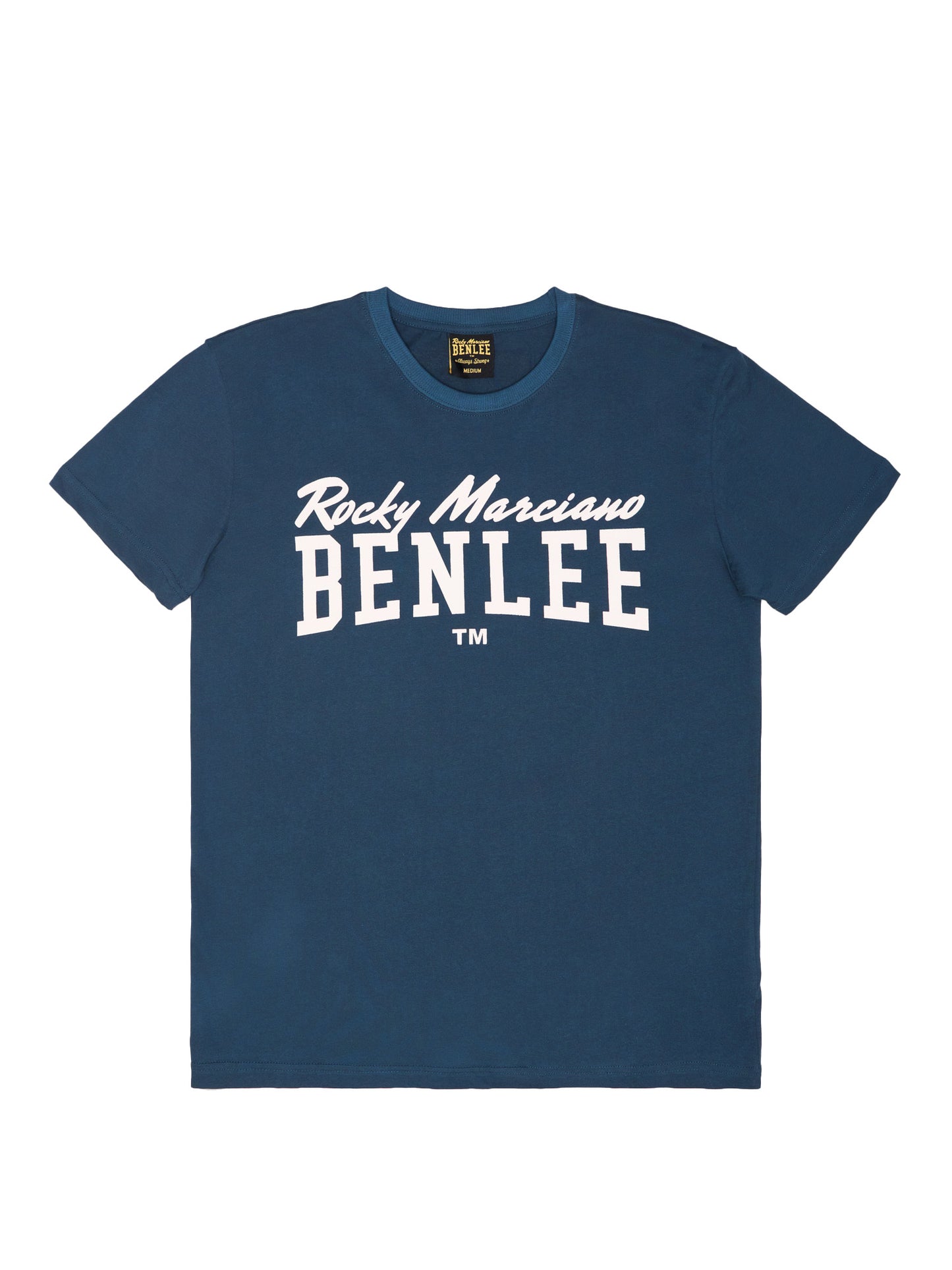 BENLEE Herren T-Shirt in Blau mit weissem Rocky Marciano Logo-Print, Regular Fit.