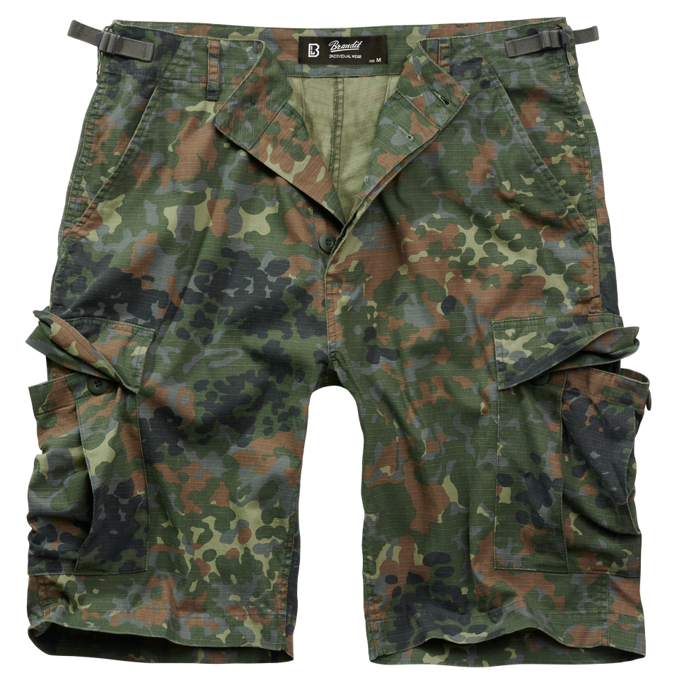 Brandit BDU Ripstop Shorts für Herren in Flecktarn mit Beintaschen.
