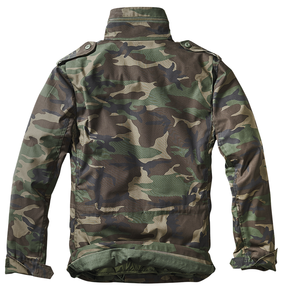 BRANDIT M65 Classic Fieldjacket Woodland – robuste Jacke mit Innenjacke, Kapuze und verstellbarer Taille für Street & Outdoor.