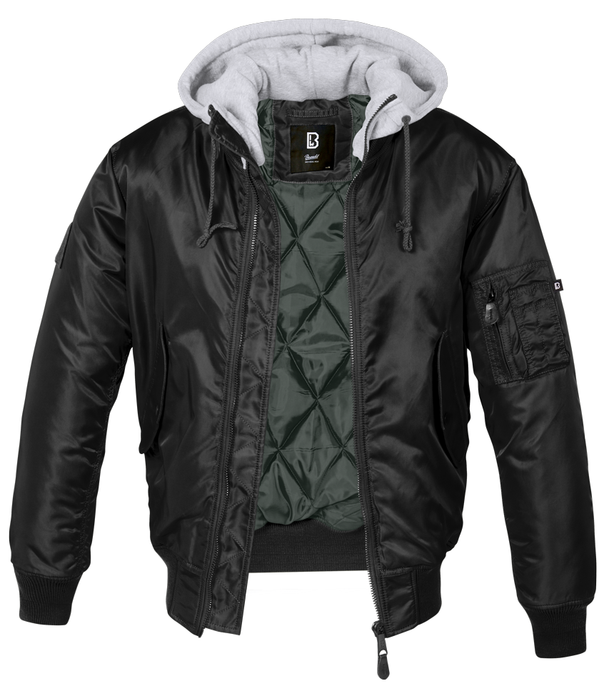 BRANDIT MA1 Hooded Jacket schwarz/grau
