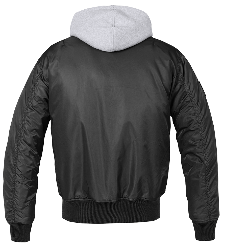 Brandit MA1 Sweat Hooded Jacke schwarz/grau mit Kapuze und warmem Innenfutter