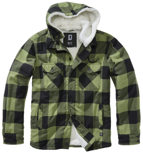 BRANDIT Lumber Jacket Hooded - schwarz/olive