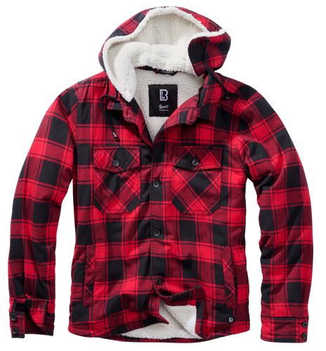 BRANDIT Lumber Jacket Hooded - rot/schwarz