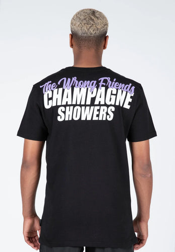 Wrong Friends Champagne Showers T-Shirt Schwarz