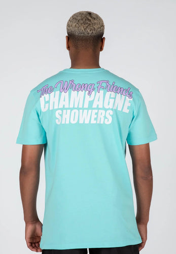 Wrong Friends Champagne Showers T-Shirt Hellblau