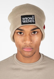 Wrong Friends Logo Beanie taupe