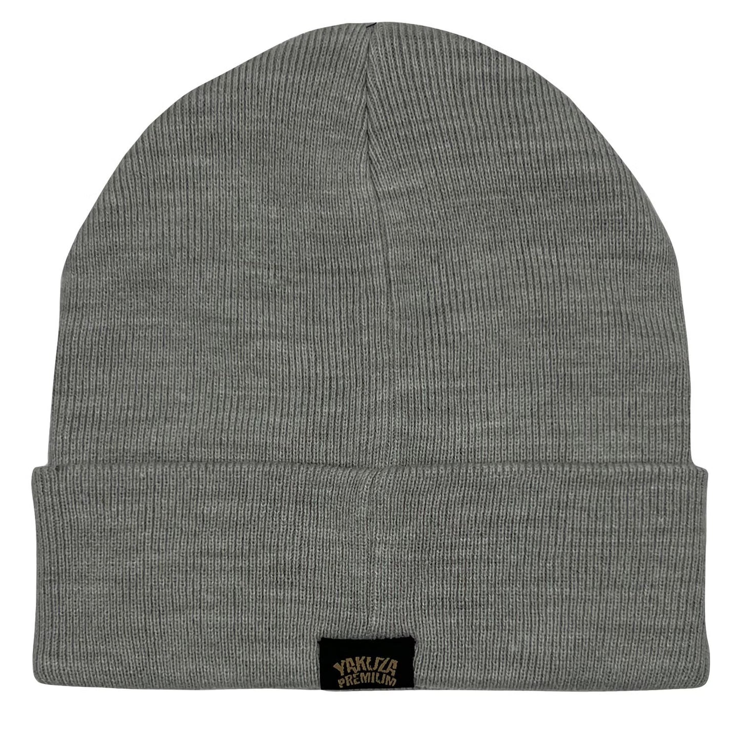 Yakuza Premium Beanie in hellgrau – stylische Mütze in hochwertiger Strickqualität mit Yakuza-Logo, perfekt für Streetwear und kalte Tage