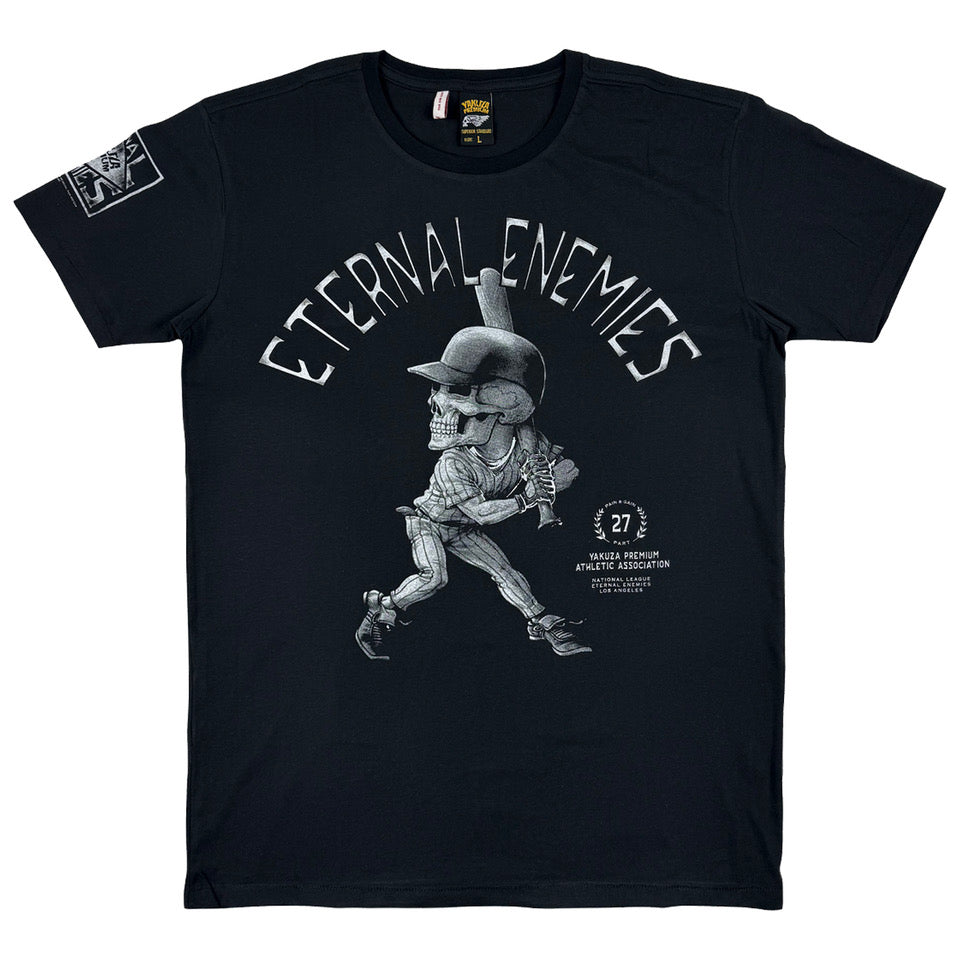 Yakuza Premium T-Shirt 3900 in schwarz mit grossem Frontprint im Tattoo-Stil und markantem Schriftzug auf dem Rücken – Herren Streetwear