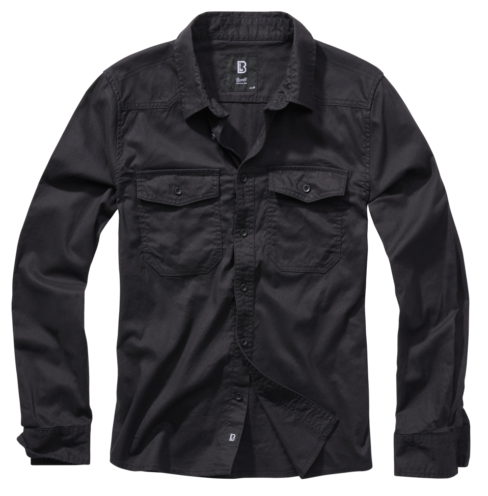 BRANDIT Flannel Shirt Long Sleeve Schwarz