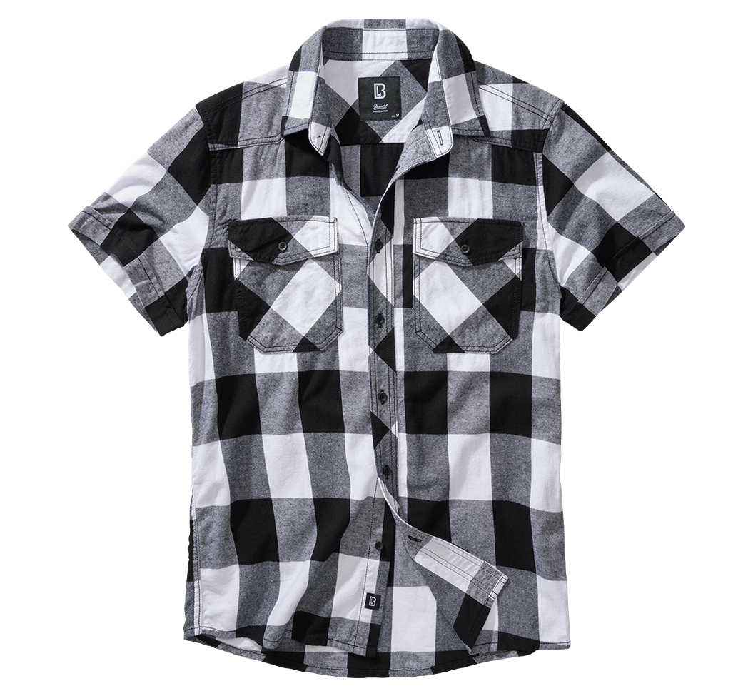 BRANDIT Check Shirt Short Sleeve- Weiss/Schwarz