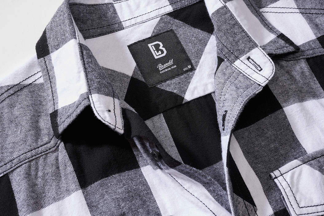 BRANDIT Check Shirt Short Sleeve- Weiss/Schwarz