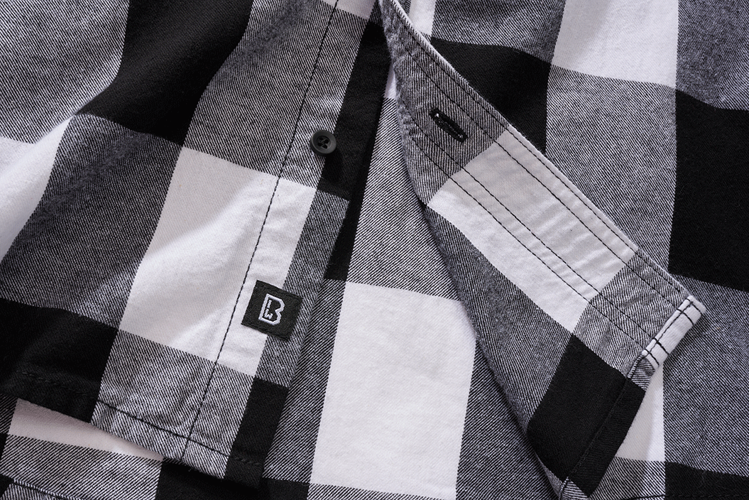 BRANDIT Check Shirt Short Sleeve- Weiss/Schwarz