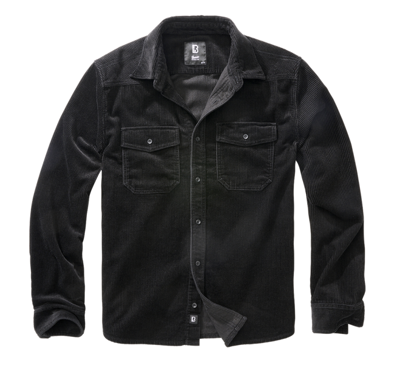 BRANDIT Corduroy Classic Shirt Long Sleeve Schwarz