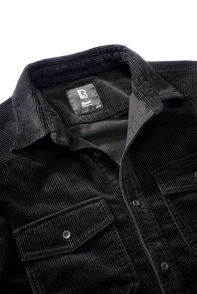 BRANDIT Corduroy Classic Shirt Long Sleeve Schwarz