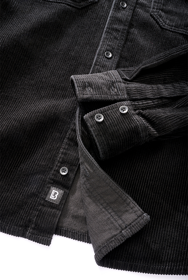 BRANDIT Corduroy Classic Shirt Long Sleeve Schwarz