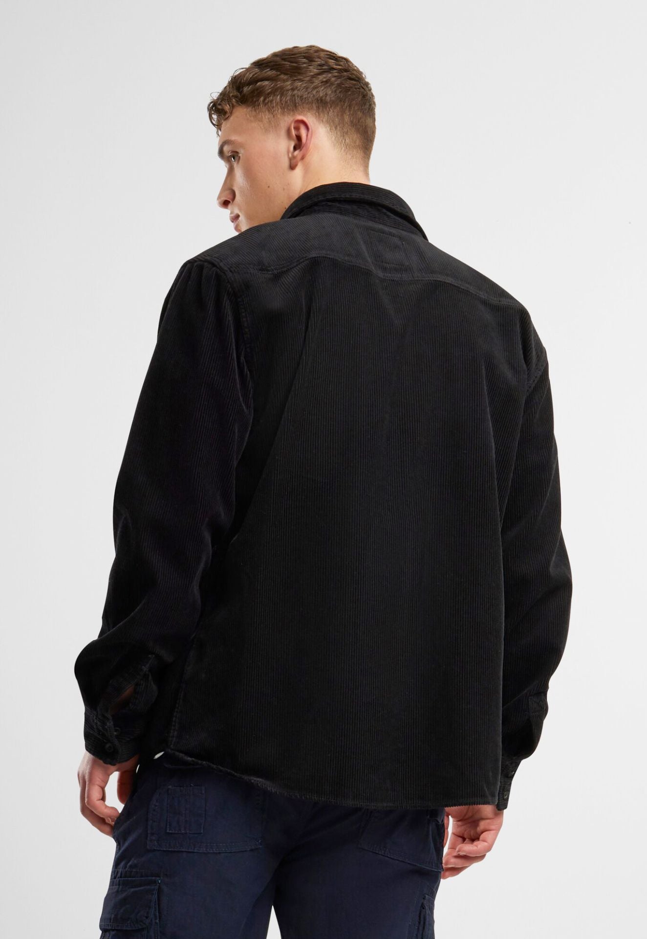 BRANDIT Corduroy Classic Shirt Long Sleeve Schwarz