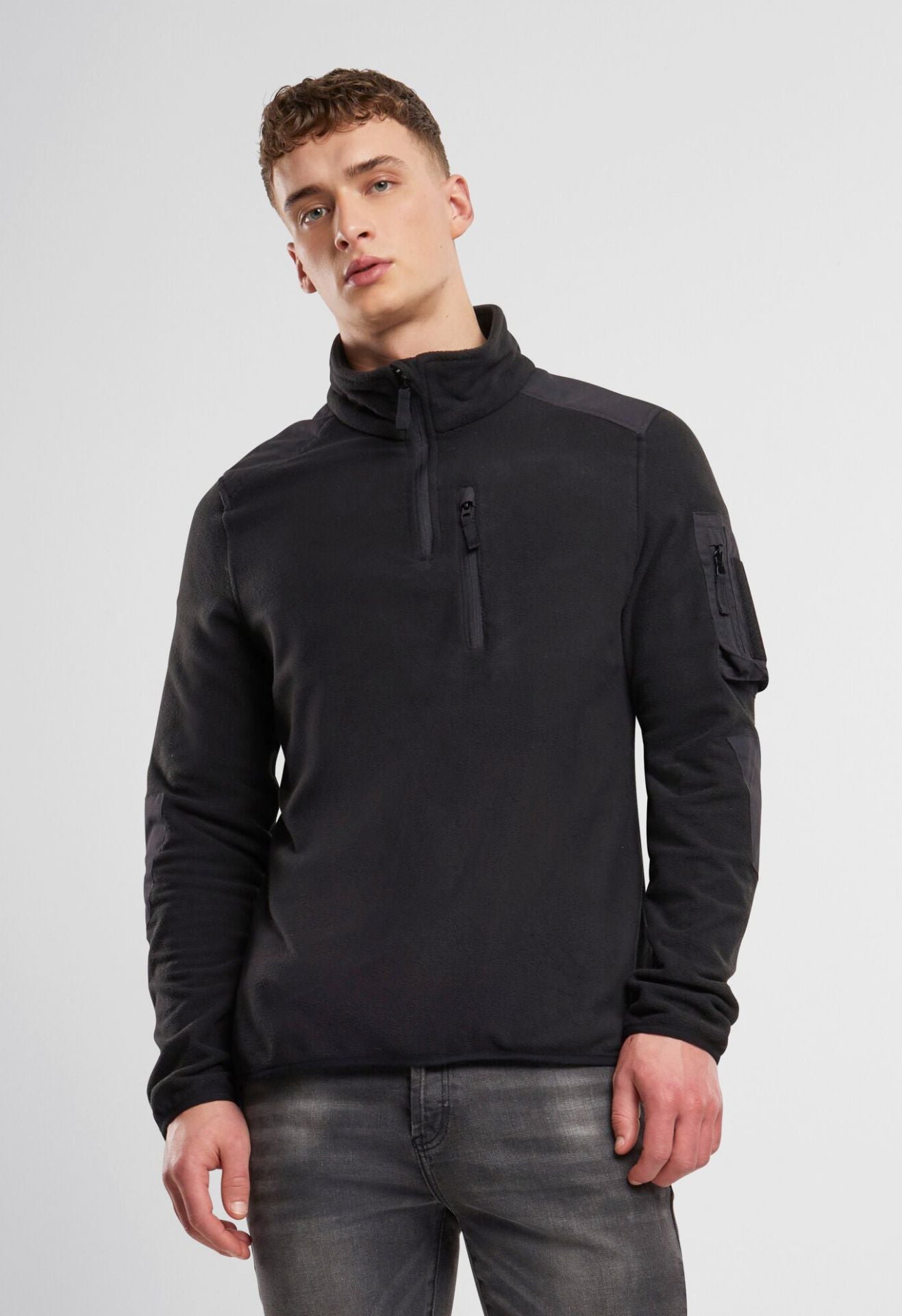 BRANDIT Fleece Troyer Ripstop Schwarz