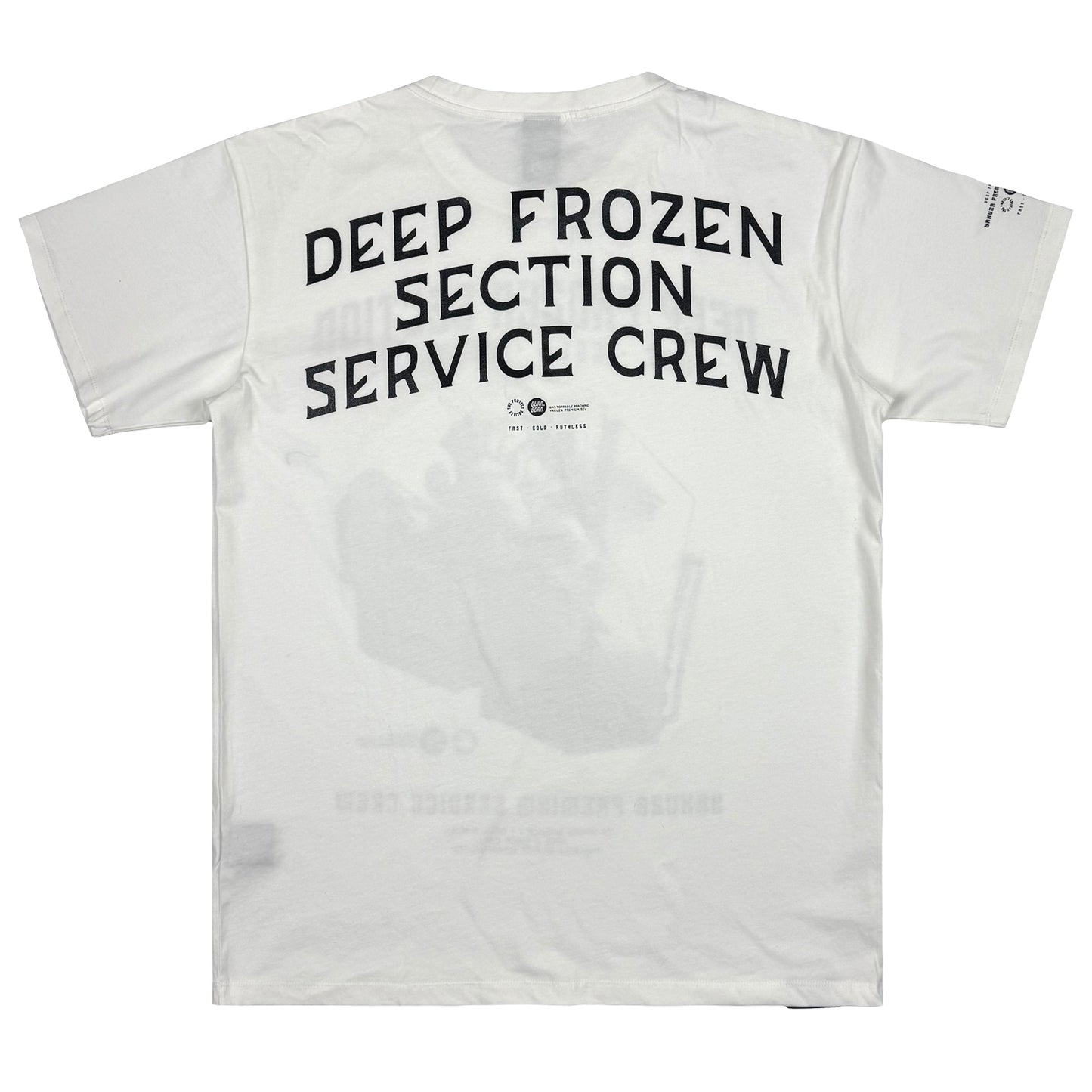 Rückseite von Off-White Yakuza Premium T-Shirt mit grossem Deep Frozen Section Print.