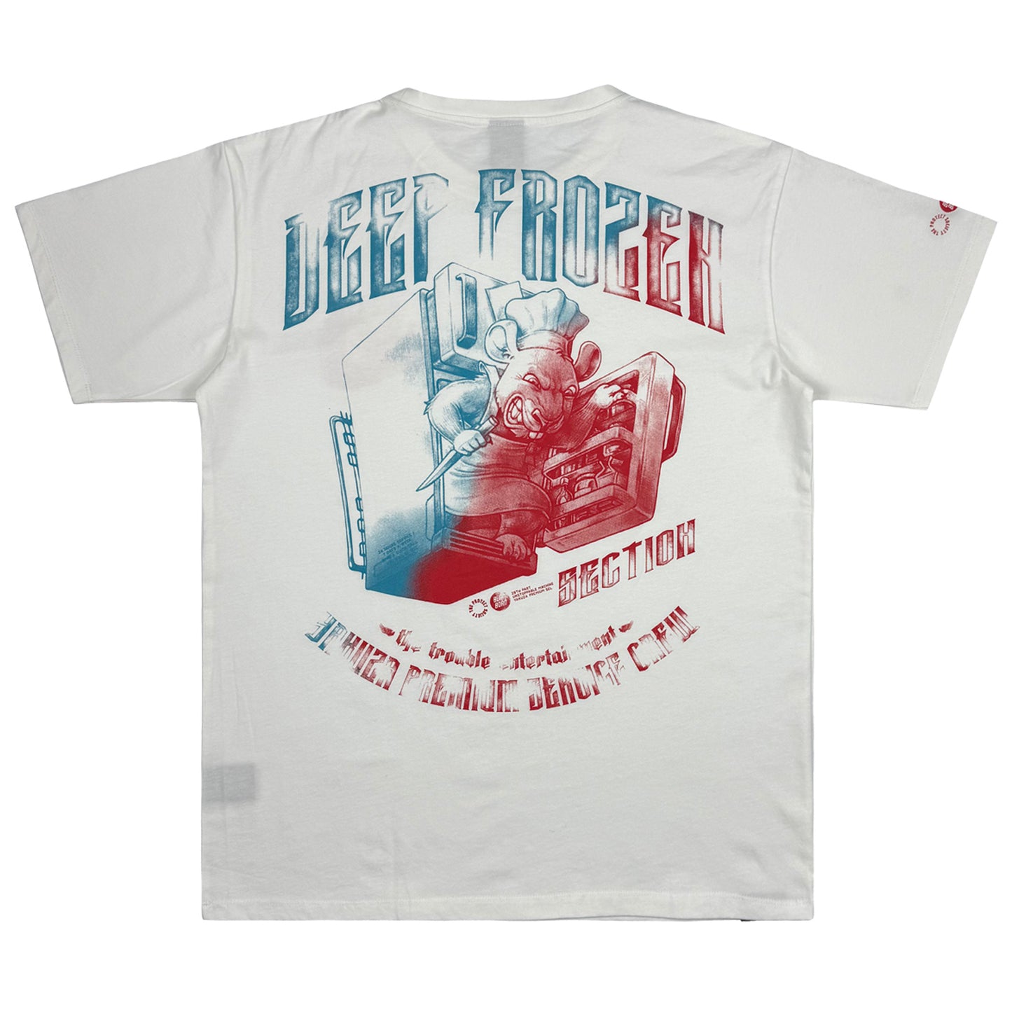 Rückseite von off-white Yakuza Premium T-Shirt mit Ratten-Koch-Print.