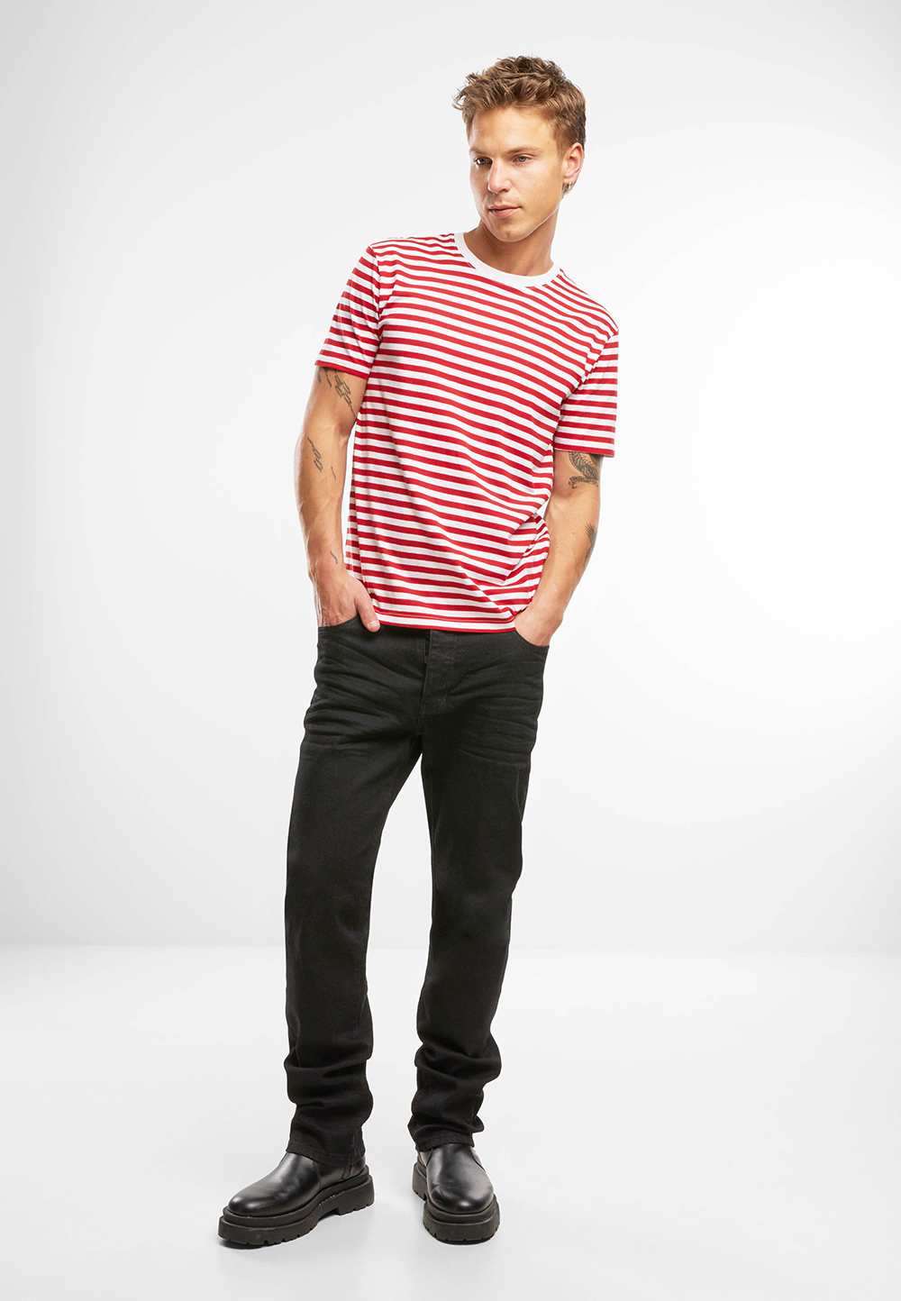 Jerseyshirt Stripe Tee Rot/Weiss
