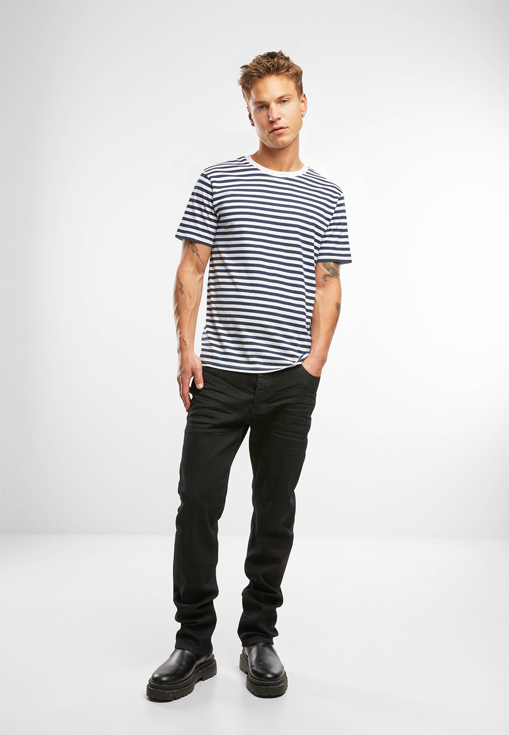 Jerseyshirt Stripe Tee Navy/Weiss