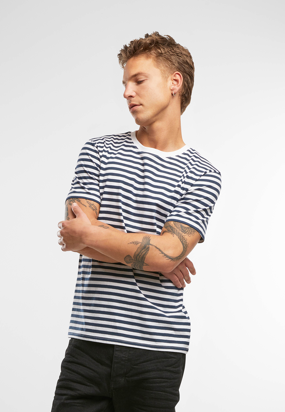 Jerseyshirt Stripe Tee Navy/Weiss