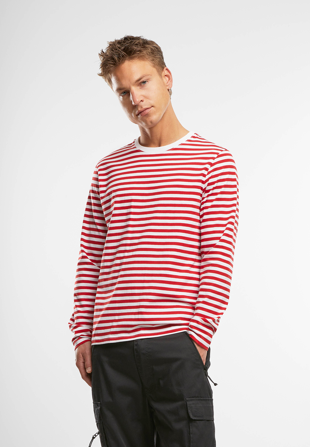 Jerseyshirt Stripe Longsleeve Rot/Weiss