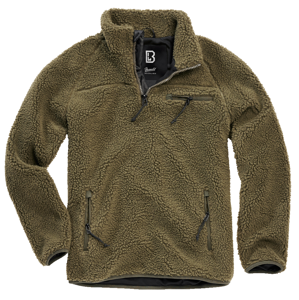 BRANDIT Teddyfleece Troyer Pullover Troyer Olive