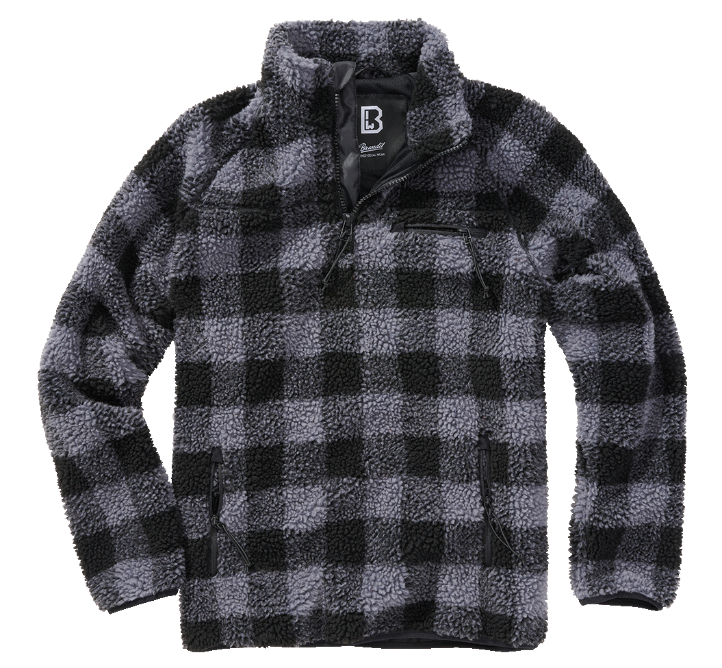 BRANDIT Teddyfleece Troyer Pullover Troyer Schwarz/Grau