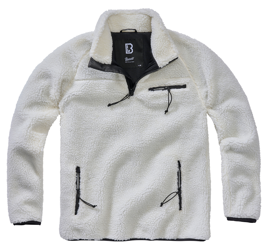 BRANDIT Teddyfleece Troyer Pullover Troyer Weiss