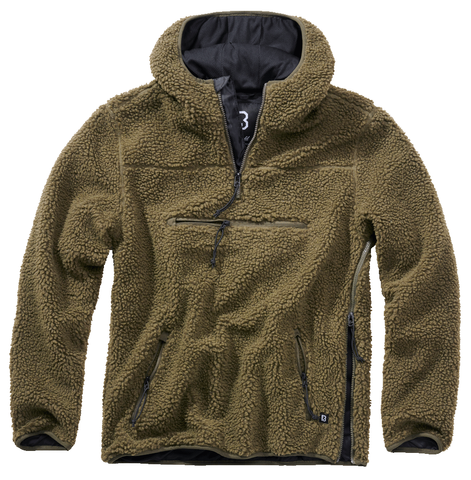 BRANDIT Teddyfleece Worker Pullover Troyer Olive