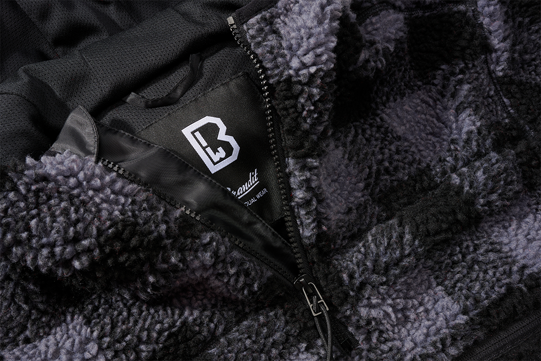 BRANDIT Teddyfleece Worker Jacket Schwarz/Grau