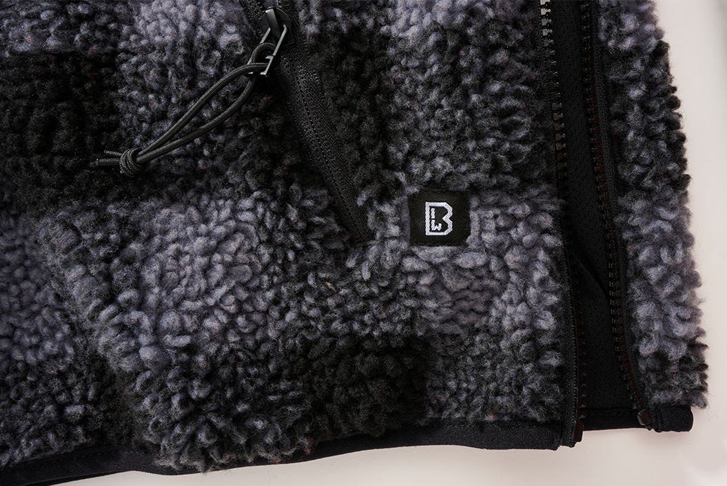 BRANDIT Teddyfleece Worker Jacket Schwarz/Grau