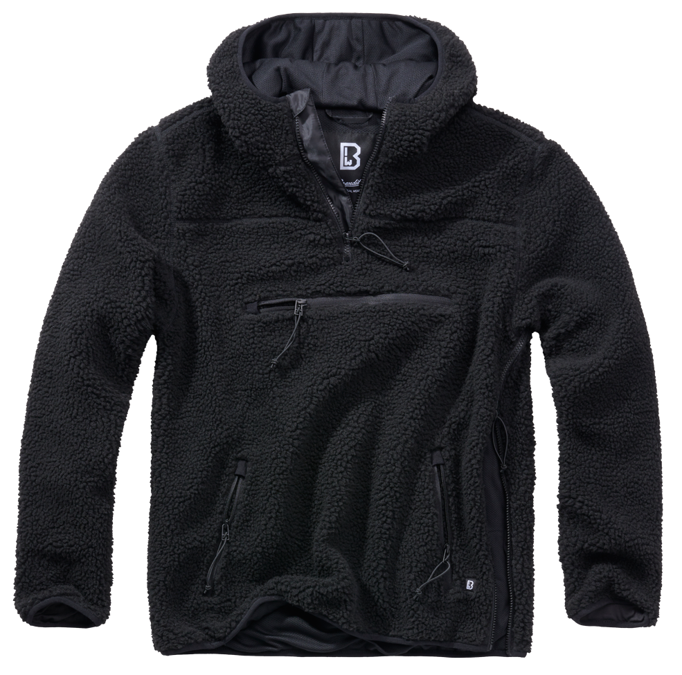 BRANDIT Teddyfleece Worker Pullover Troyer Schwarz