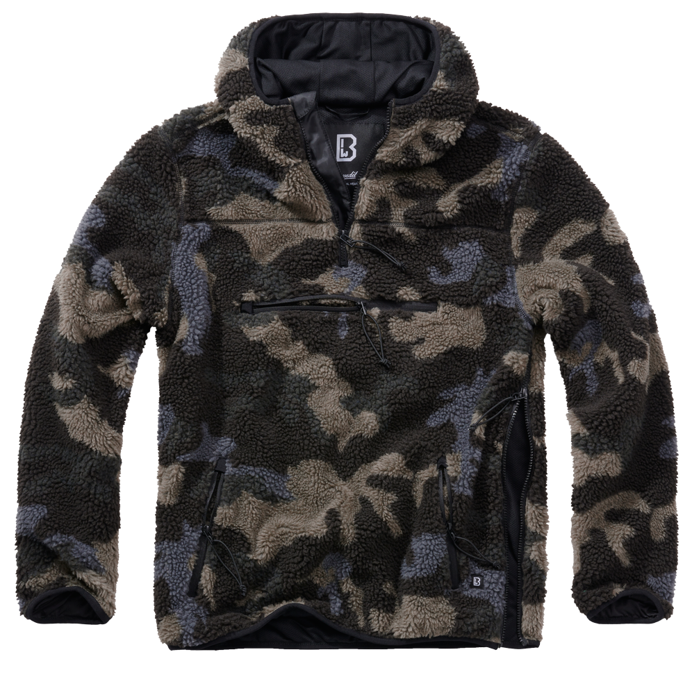BRANDIT Teddyfleece Worker Pullover Troyer Darkcamo