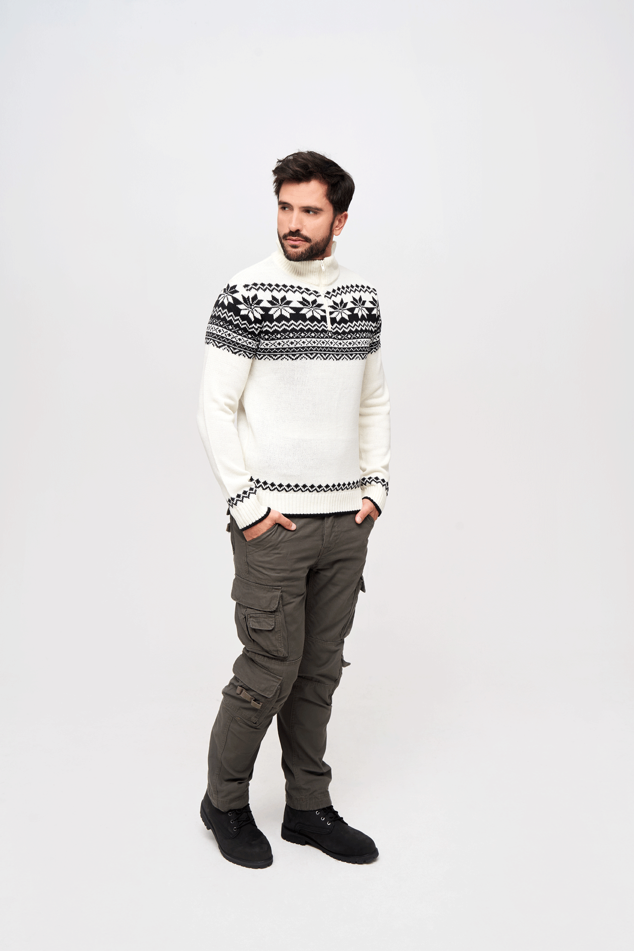 BRANDIT Norvegian Pullover Troyer Weiss