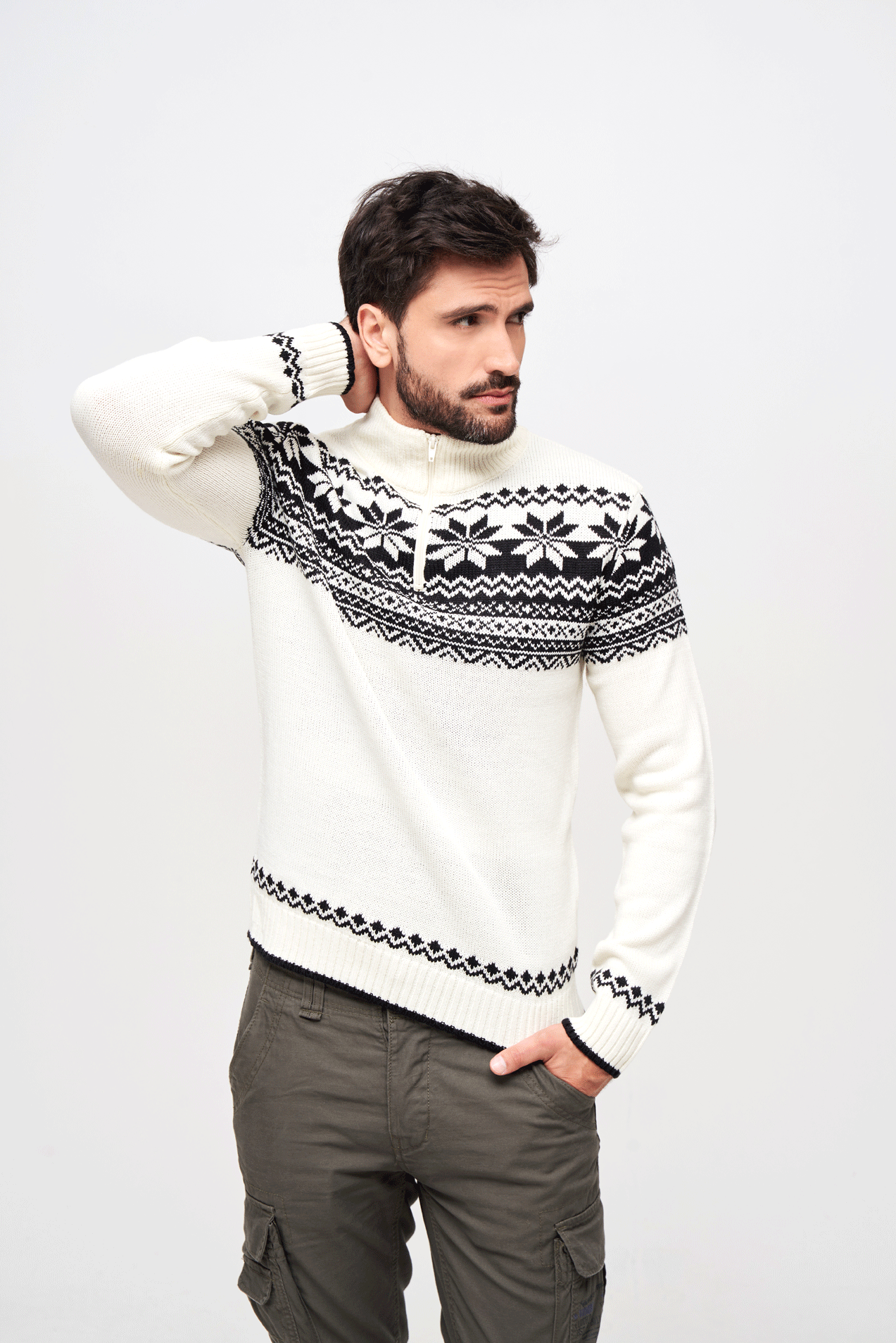 BRANDIT Norvegian Pullover Troyer Weiss