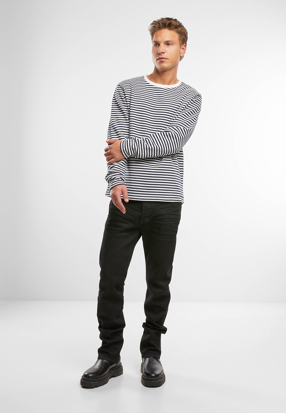 Jerseyshirt Stripe Longsleeve Navy/Weiss